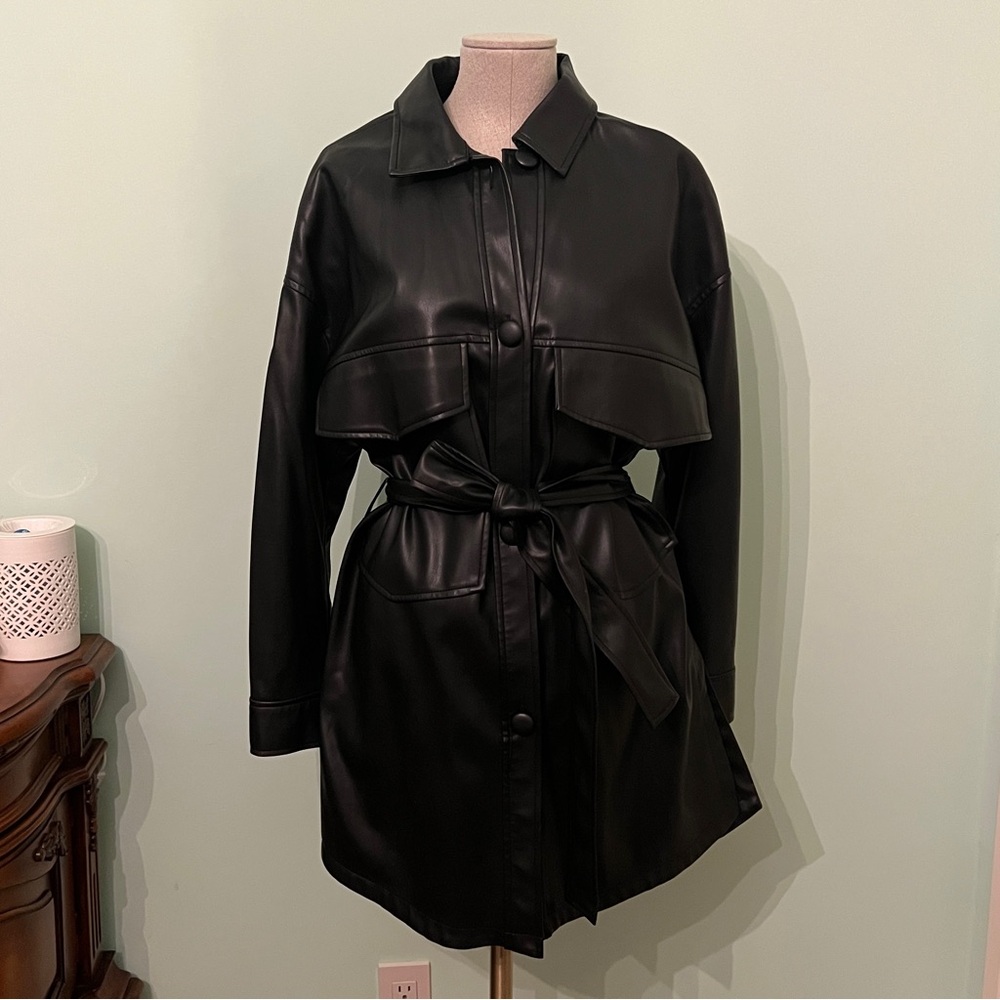 Zara Faux Leather Button-down Shirt